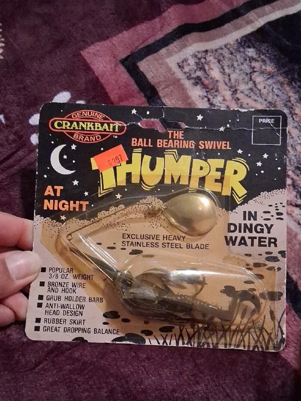 Vintage Thumper Ball Bearing Swivel Fishing Lure - - Black/Gold